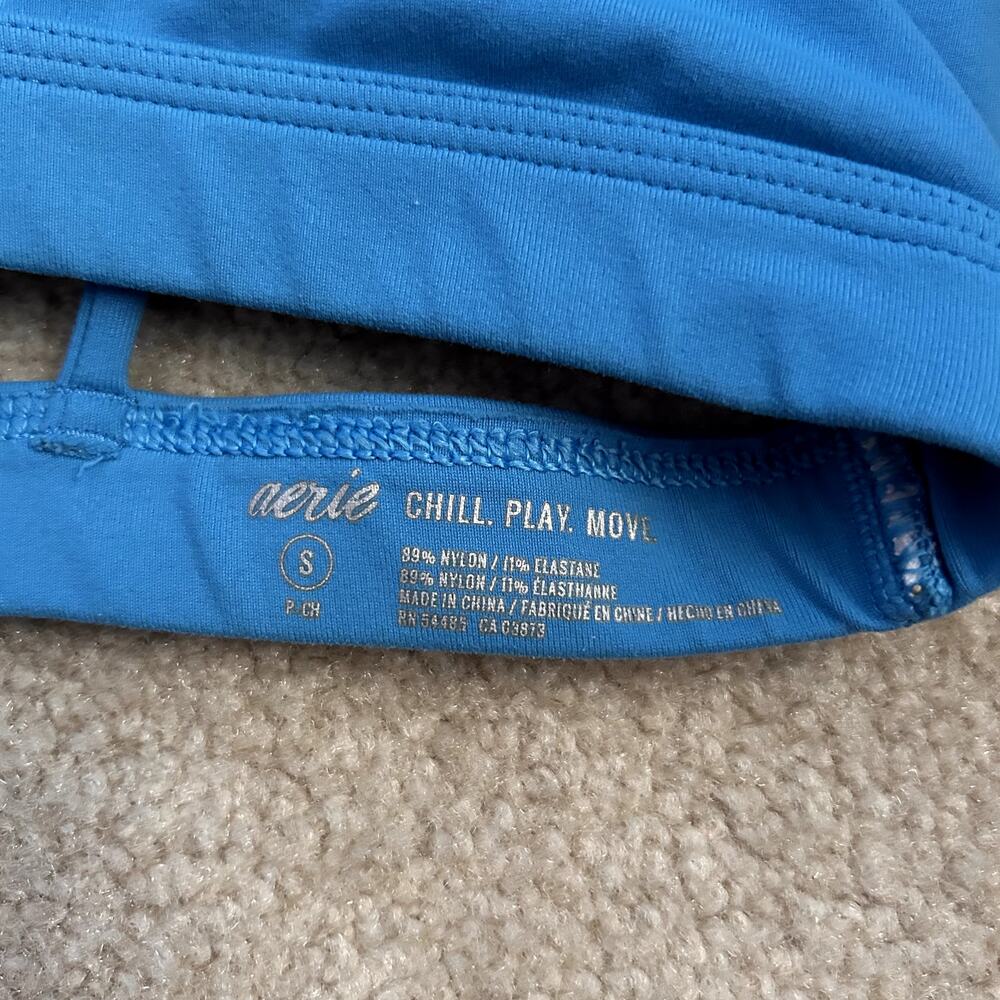 Aerie Women´s Athletic Chill Play Move Blue Fear Less Sport Bra Size S - Picture 7 of 8